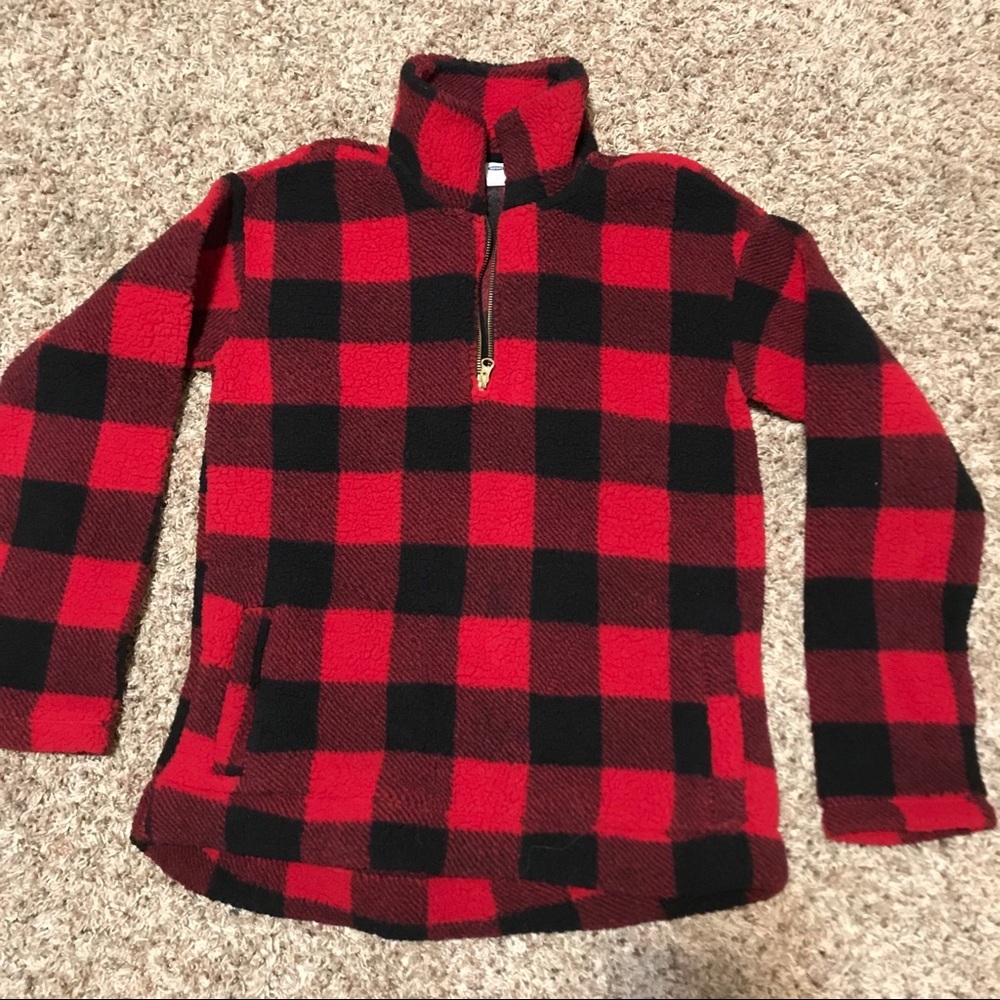 Old Navy Sherpa Buffalo Plaid 1/4 Zip